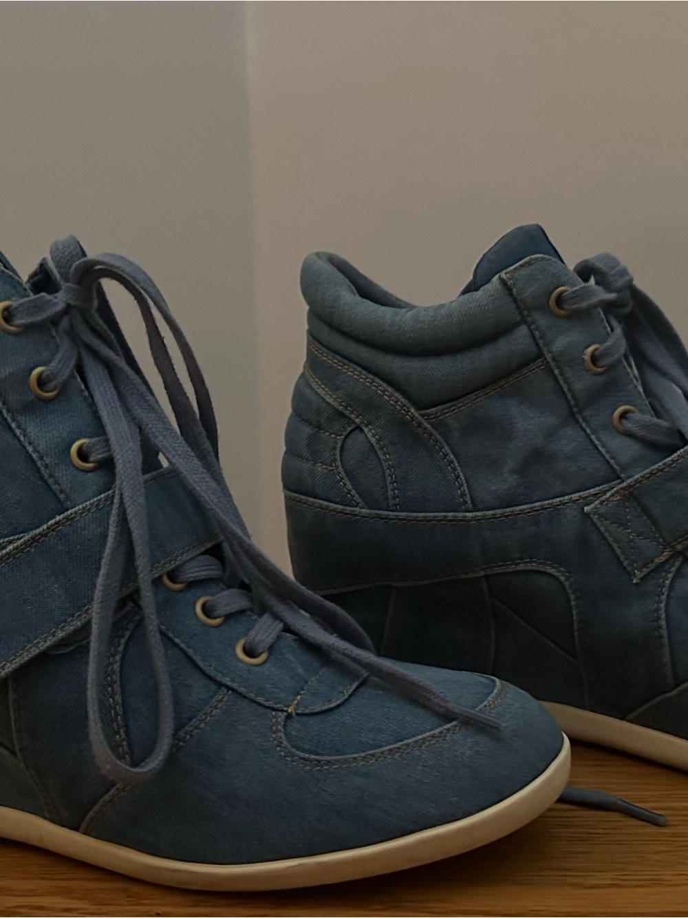 Women's Size 10 US Bowie Denim Wedge Sneakers